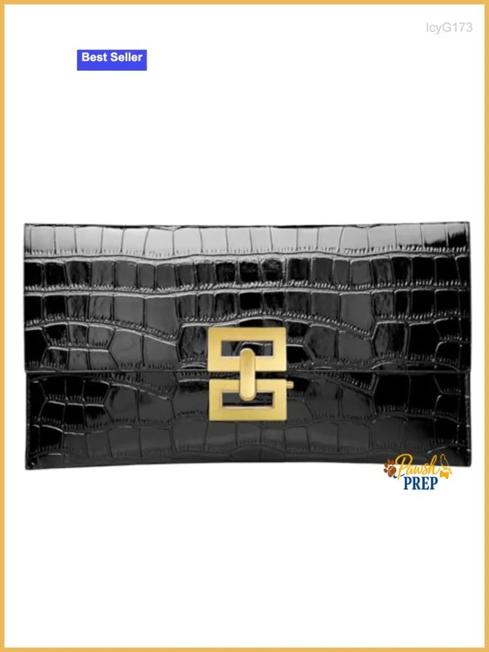 Faux Leather Croc-Embossed Metallic Envelope Clutch for Prom Wedding
